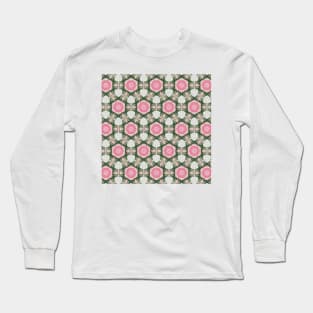 Cute, floral and abstract flower pattern painting (flowers, nature, watercolor, pink, colorful, colorandcolor, color and color, colorful flower, vintage) Long Sleeve T-Shirt